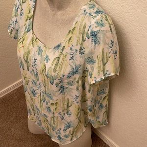 Cactus and succulent sheer top. Never worn.